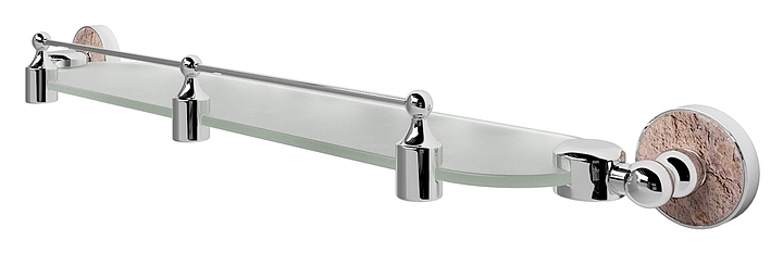 Полка стеклянная с бортиком Wasserkraft Nau K-7744 вставка декоративный траверин, хром