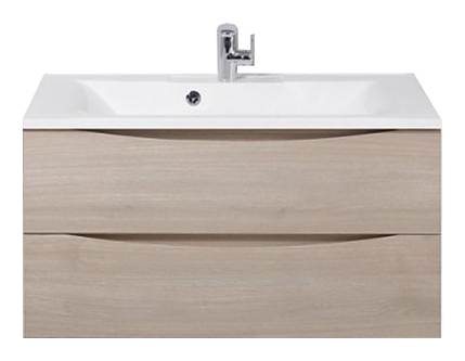 Тумба с раковиной BelBagno MARINO-900-2C-SO-RG-P + BB900/450-LV-MR-PR перелив слева, серый дуб