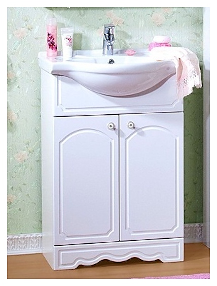 Тумба под раковину БРИКЛАЕР Лючия 60 см напольная, белый глянец