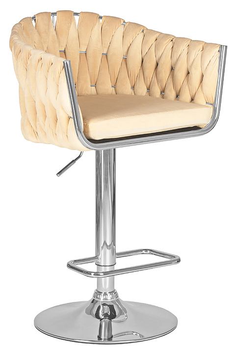 Стул барный DOBRIN 9692-LM MARCEL (бежевый велюр, хромированная сталь)