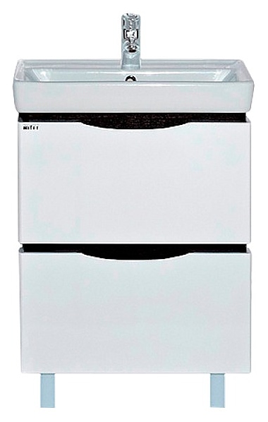 Тумба под раковину Misty Венера-55 53х70 см, с 2 ящиками, комбинированная, белая, черная