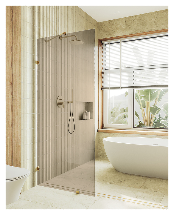 Перегородка душевая MaybahGlass MGD-262-3 79х195 см, бронза, золото