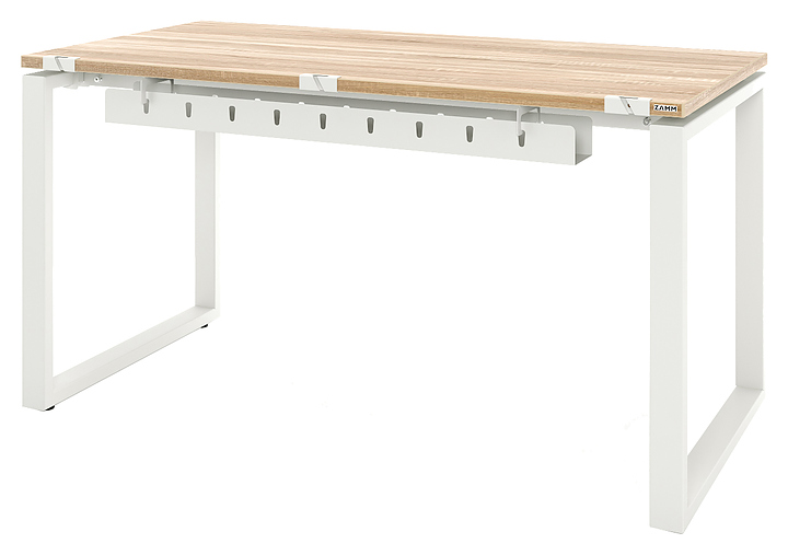 Стол офисный прямой ZAMM Зета 60х30 ТР 1000х700 с пропусками и кабель-каналом, дуб бардолино/белый матовый