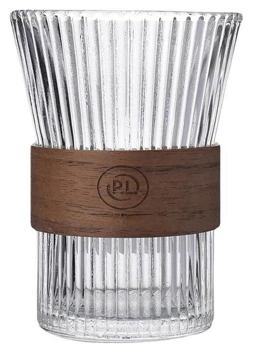 Чашка кофейная P.L. Barbossa Barista S0594-1 Japanese Style Optic 300 мл d=8,2 см h=11,2 см (стекло) с деревянной вставкой