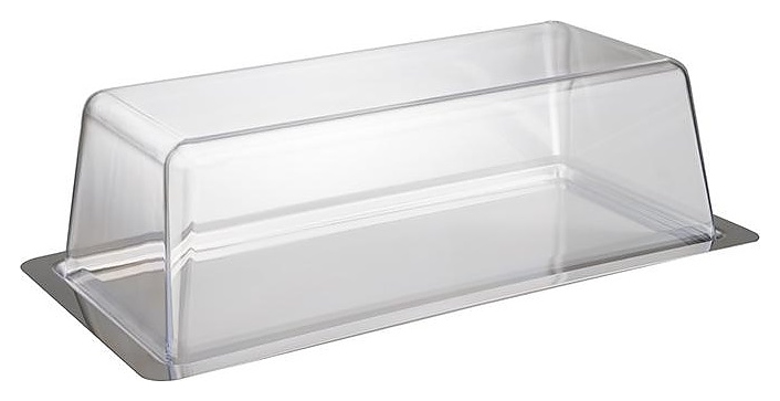 Поднос для подачи APS 78576 33х10 см (нерж. сталь) с крышкой h=10 см (пластик)