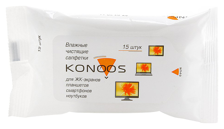 Салфетки влажные для ЖК-экранов Konoos KSN-15 15 шт.