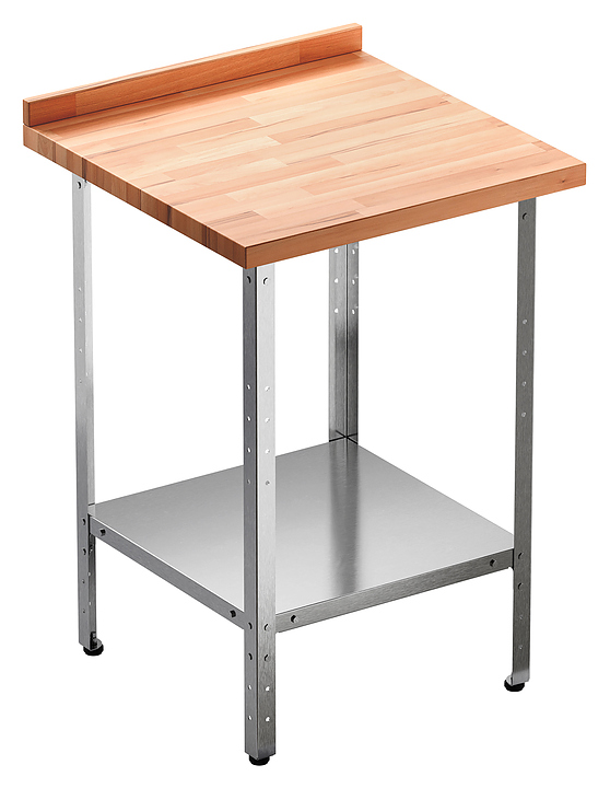 Стол кондитерский Мебель Фронт Профи СКПП 600x600x860 мм, полка сплошная, с бортом, бук