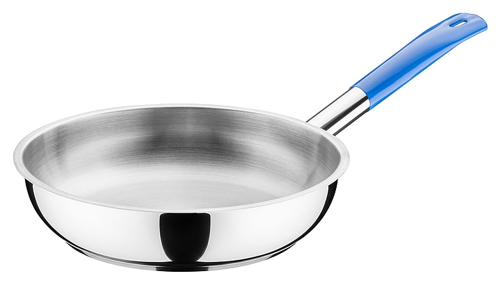 Сковорода MGSteel 79187 1,8 л d=24 см h=5 см (нерж. сталь) с синей ручкой (винил)