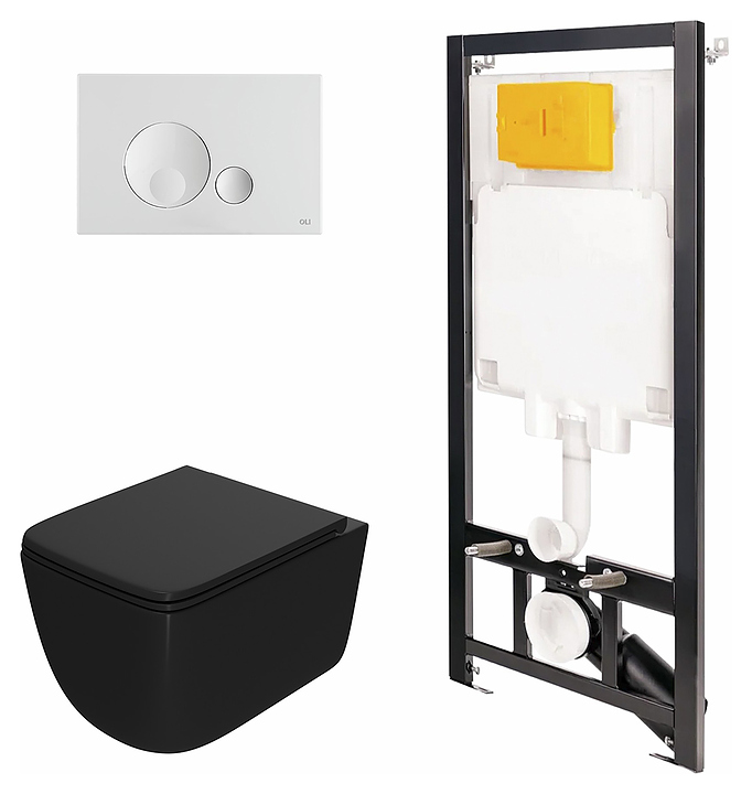 Унитаз подвесной с инсталляцией и панелью смыва OLI 80 ECO 886914GBO1+PN41831BM