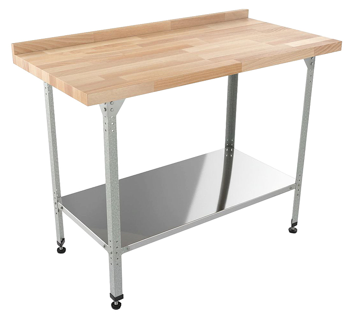 Стол кондитерский Мебель Фронт Профи СКПП 1500x700x860 мм, полка сплошная, с бортом, береза