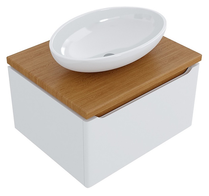 Тумба под раковину Mixline Виктория-60 белый, дуб светлый