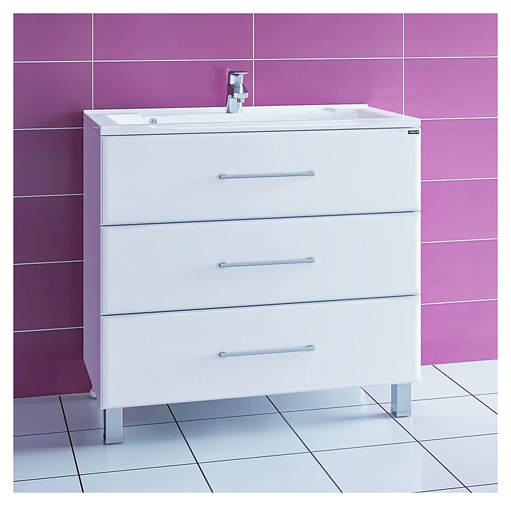 Тумба под раковину СаНта Омега 90 напольная, 3 ящика