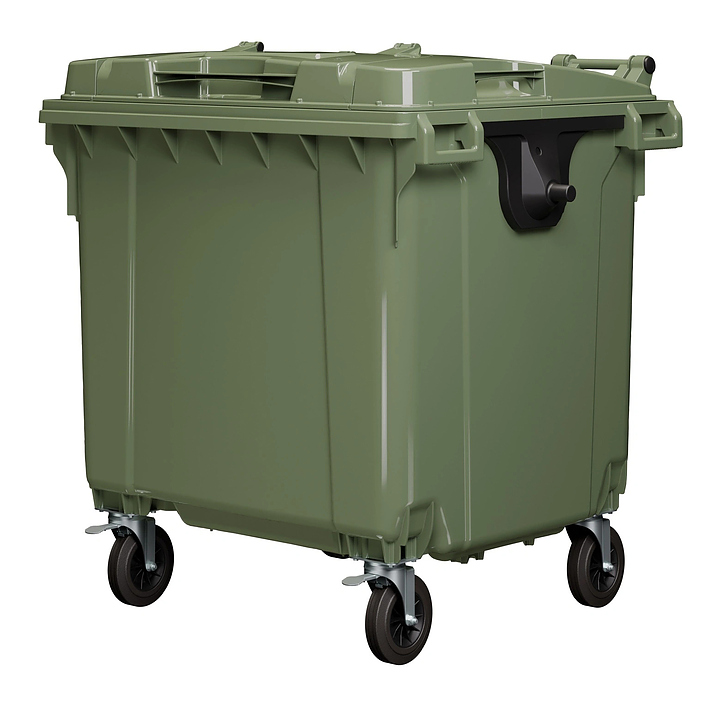 Контейнер для мусора iPlast 22.C19.TL 1100 л крышка TwinLid, зеленый