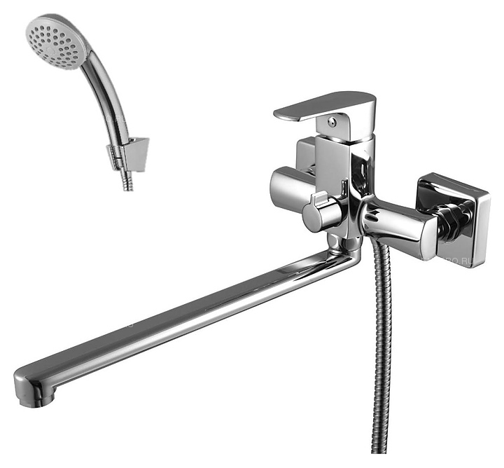 Смеситель для ванны и душа LEMARK plus Factor LM1651C универсальный, с плоским изливом, хром