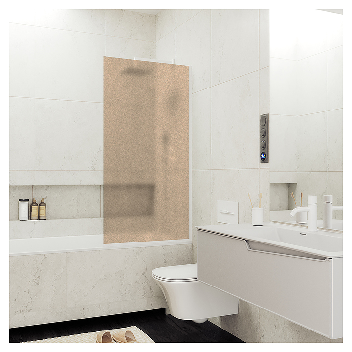 Шторка на ванну MaybahGlass MGV-74-1у 60х140 см, бронза матовая, белый