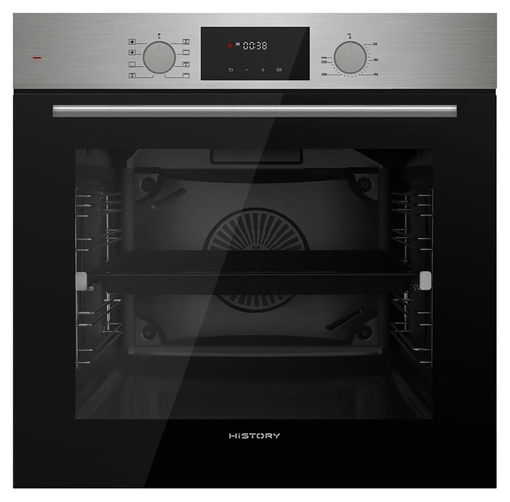 Духовой шкаф HiSTORY OE728B.FIX черный / стекло / нерж. сталь