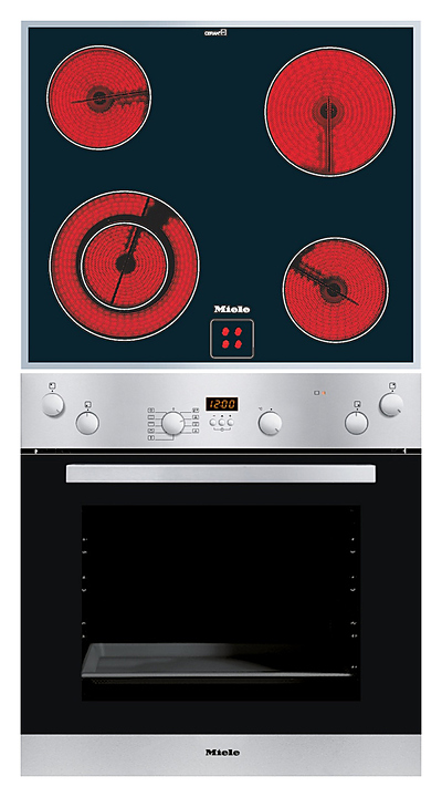 Встраиваемый зависимый комплект Miele H 4412 E сталь + KM 6012