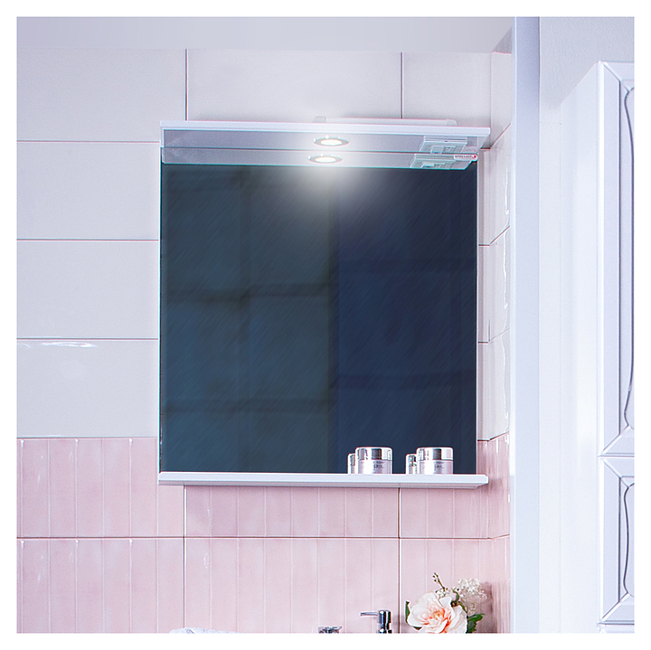 Зеркало БРИКЛАЕР Адель 65 65х70 см с подсветкой, белый глянец