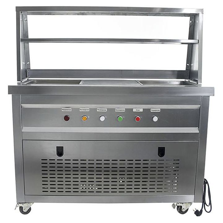 Фризер для жареного мороженого Foodatlas KCB-2F (контейнеры, стол для топпингов, 2 компрессора)