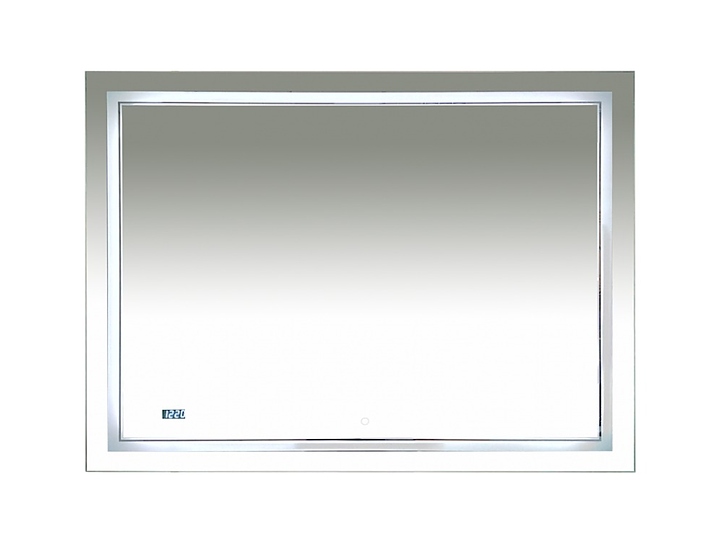 Зеркало Misty Неон 2 LED 1200х80 см с часами, двойной подсветкой и сенсорным выкл. на зеркале