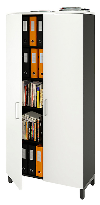 Шкаф для документов ZAMM 5 полок, 2 двери МК 414 90х41,4х190 см фасад белый, корпус черный