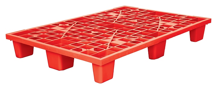 Паллет ТАРА.РУ TR 1208 L 1200x800х160 мм (перфорированный на 9 ножках) красный
