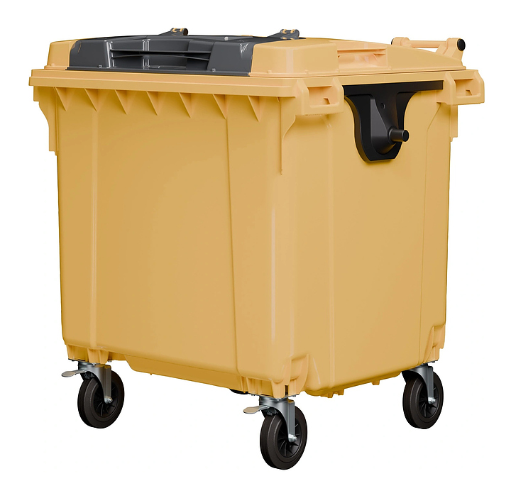 Контейнер для мусора iPlast 22.C19.TL 1100 л крышка TwinLid, желтый с серым