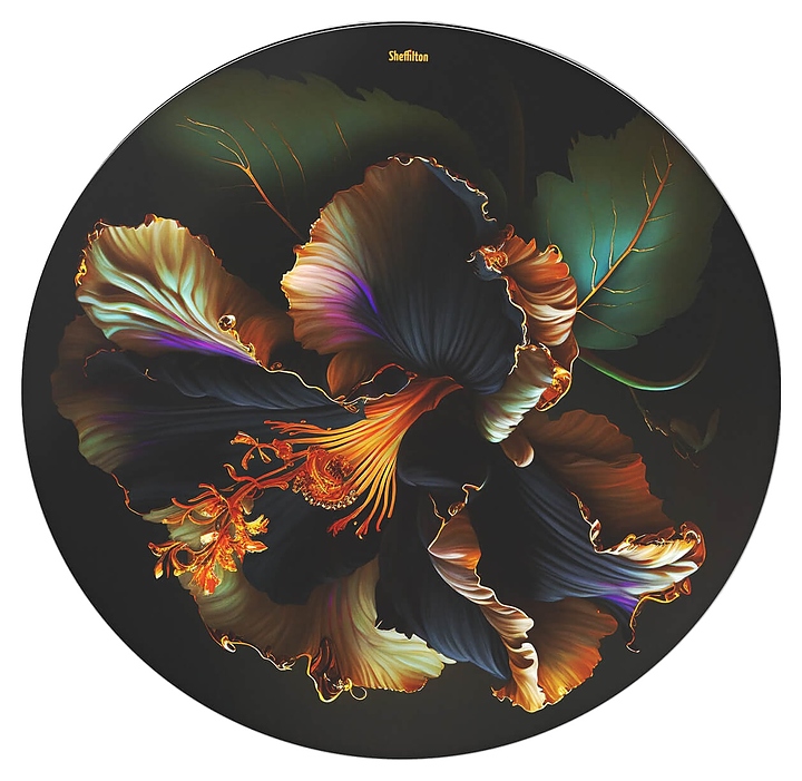 Столешница Sheffilton SHT-TT32 60 (стекло / МДФ) круглая ночной цветок