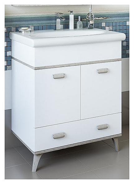 Тумба с раковиной Sanflor Бруно 70 см белая матовая, орегон