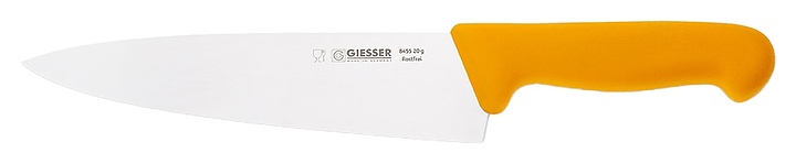 Нож поварской Giesser 8455 20 g L=20 см (нерж. сталь / пластик) с желтой рукояткой