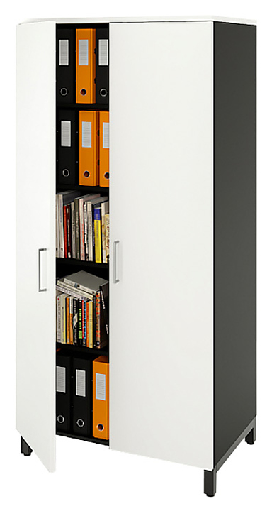 Шкаф для документов ZAMM 5 полок, 2 двери МК 600 90х60х190 см фасад белый, корпус черный