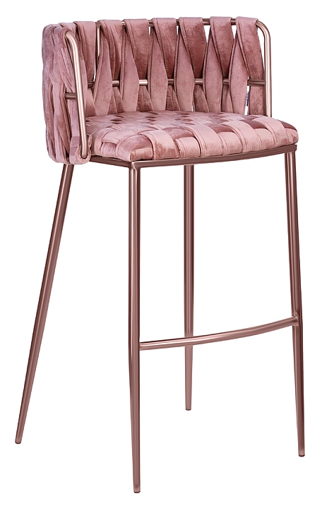 Стул барный DOBRIN 1538 RoseGold LMN EMMA ROSE GOLD (розовый велюр, розовое золото)