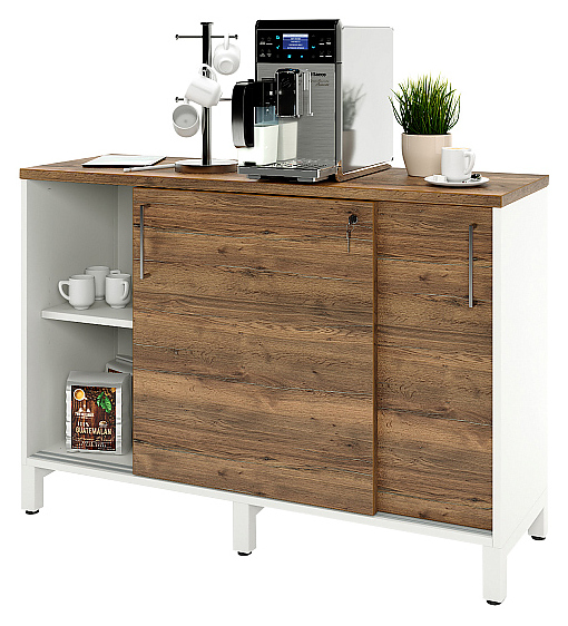 Локер ZAMM 2 полки МК 414 120х41,4х83,6 см фасад дуб Галифакс олово, корпус белый