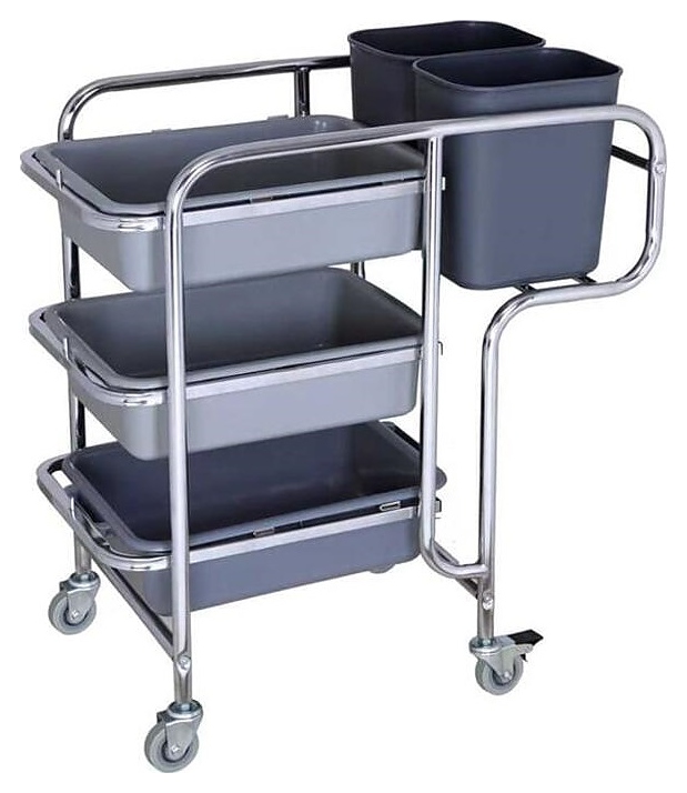Тележка уборочная P.L. Proff Cuisine 87х43,5х90 см 3 яруса (нерж. сталь / пластик)