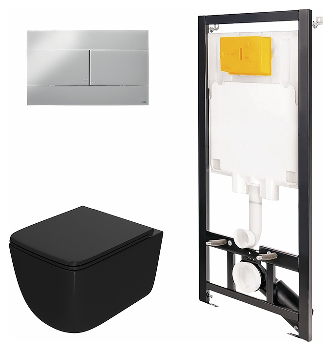 Унитаз подвесной с инсталляцией и панелью смыва OLI 80 ECO 886914SIOO+PN41831BM