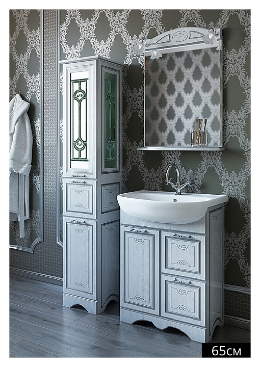 Гарнитур Sanflor Адель 65 см, 4 предмета, c левост. пеналом, белый, серебро