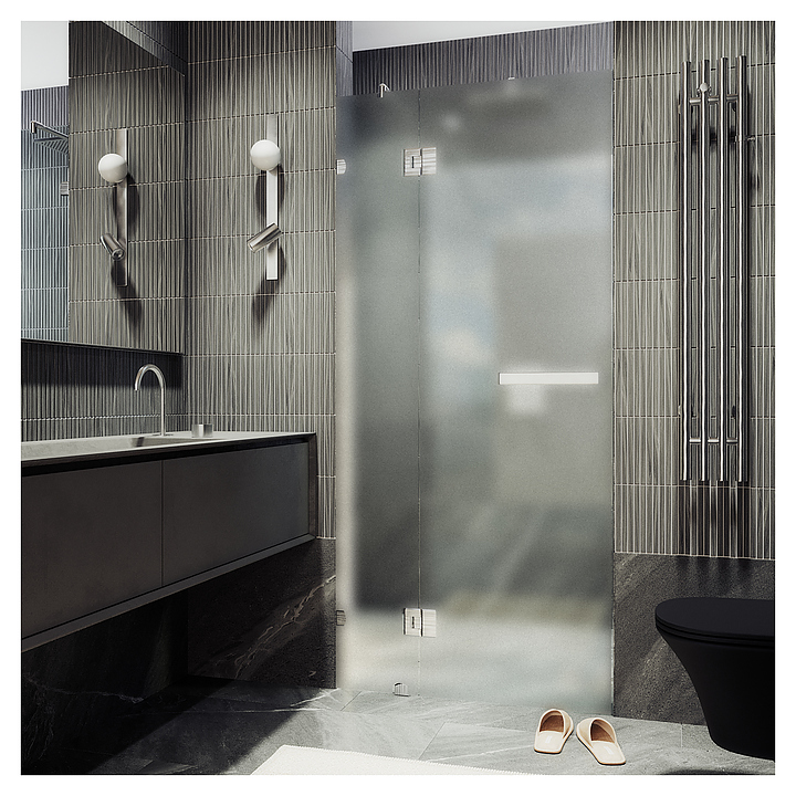 Дверь душевая MaybahGlass MGD-495-4 90х195 см, распашная, с добором на петлях, сатин, хром