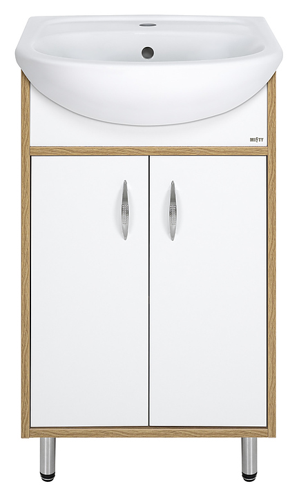 Тумба под раковину Misty Делла-50 48х70 см, белая, светлое дерево
