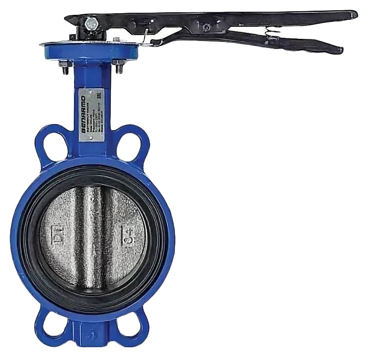 Затвор дисковый поворотный Benarmo 107-4960 (EURO), PN 1,6 МПа, ДУ 100, межфланцевый чугунный, с рукояткой