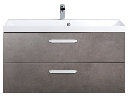 Тумба с раковиной BelBagno AURORA-1000-2C-SO-PG + BB1000/450-LV-MR-AST + 8.1107.224192.0270 серый камень, ручки белые глянцевые