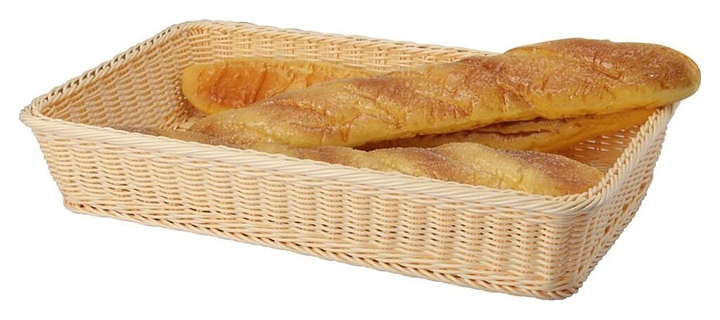 Корзина плетеная для хлеба Sunnex C04074 52,5х33 см h=10,5 см (полиротанг) прямоугольная бежевая