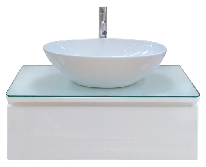 Тумба под раковину Misty Скай-100 100х27 см, с 1 ящиком и подсветкой, подвесная, белая