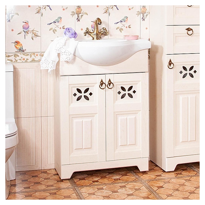 Тумба под раковину БРИКЛАЕР Кантри 65 см напольная, бежевый дуб прованс