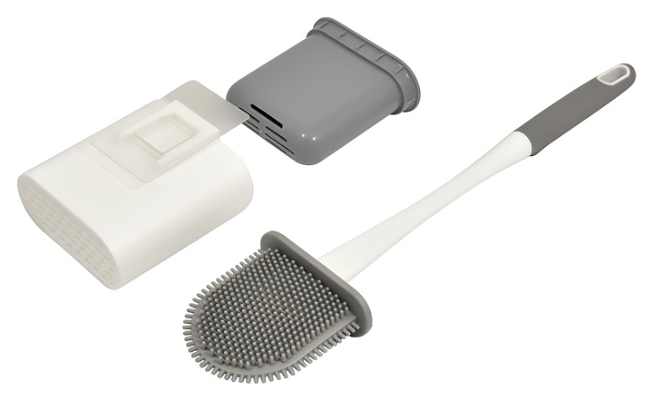 Ершик туалетный Puff Solinne 2522.026 Base (АБС-пластик с силиконовой щетиной) бело-серый