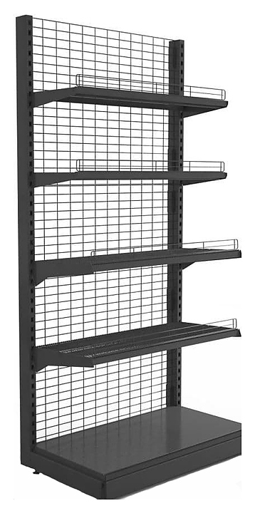 Стеллаж пристенный Евромаркет L=1000, H=2130, G=500 с полками 2х400 мм, 2х300 мм, нижний цоколь