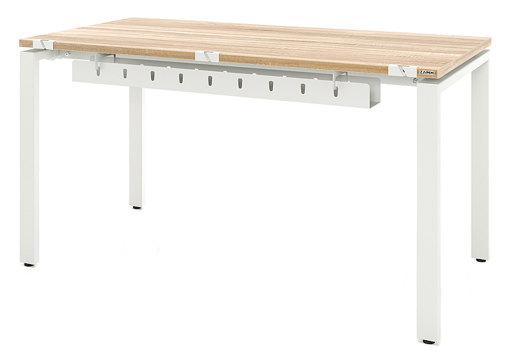 Стол офисный прямой ZAMM Формат 60х30 ТР 1000х700 с пропусками и кабель-каналом, дуб бардолино/белый матовый