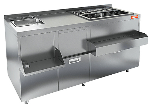 Барная станция HICOLD НБМКС-16/6БПК (с бортом, с ящиками)