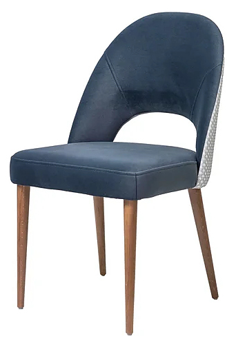 Стул ChiedoCover Маллин велюр синий / жаккард серый