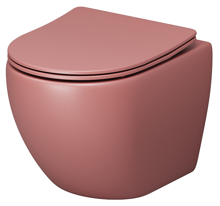 Унитаз подвесной с сиденьем Grossman Color GR-4455PIMS розовый матовый