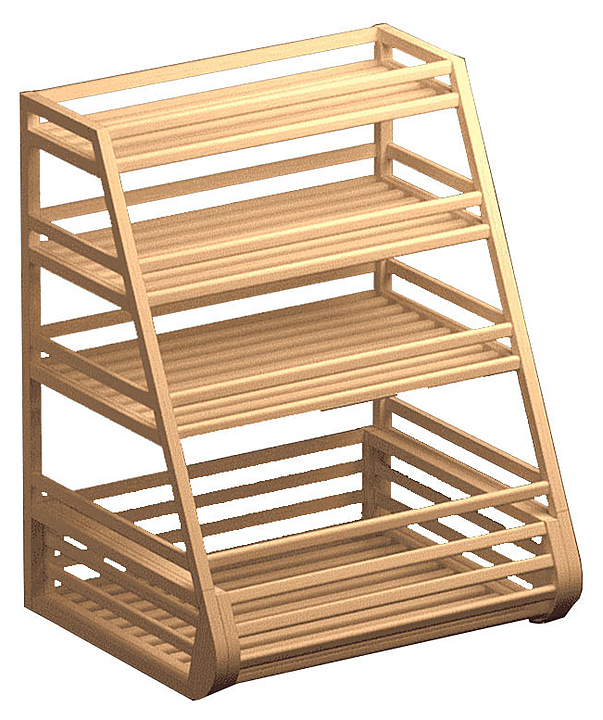 Стеллаж для хлеба и багетов Евромаркет В011 L=1200, H=1500, G=1000 с тремя прямыми полками и накопителем